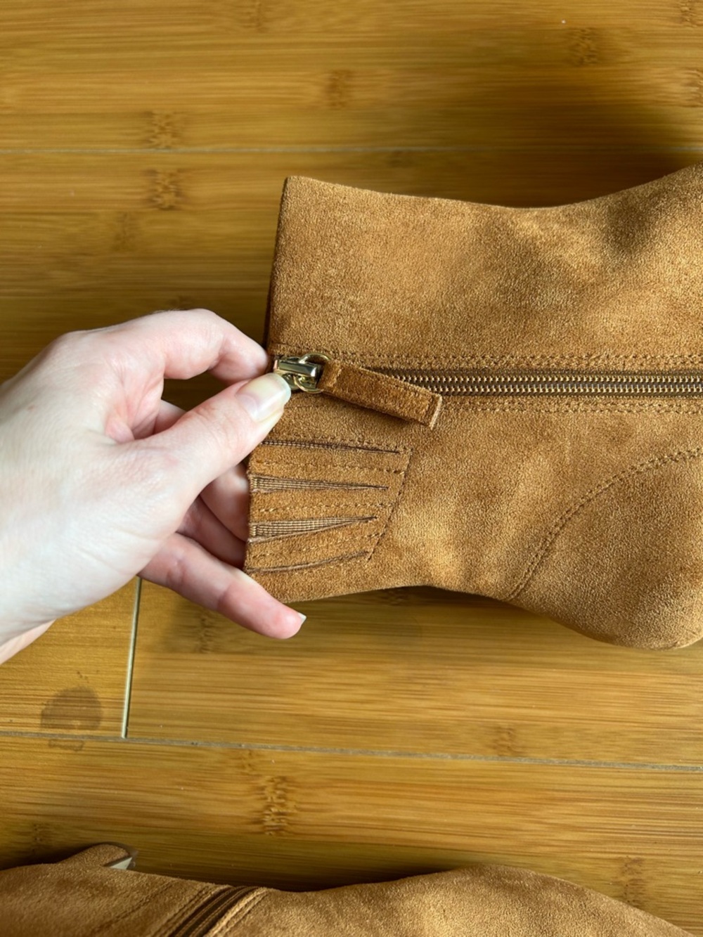J. Crew Emmie Sueded Snip Toe Tan Ankle Booties - Picture 3 of 7